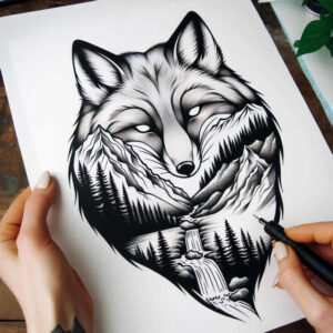 fox-colorful-neotraditional-layered-fill-for-calf – tattoo design ideas free ai generated – Gallery: foxes-inkby-ai