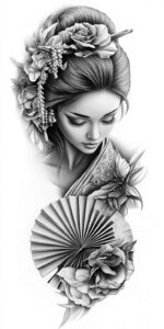 geisha-in-tradition – tattoo design ideas free ai generated – neotraditional-dynamic-color – for-heel – Gallery: geisha-inkby-ai