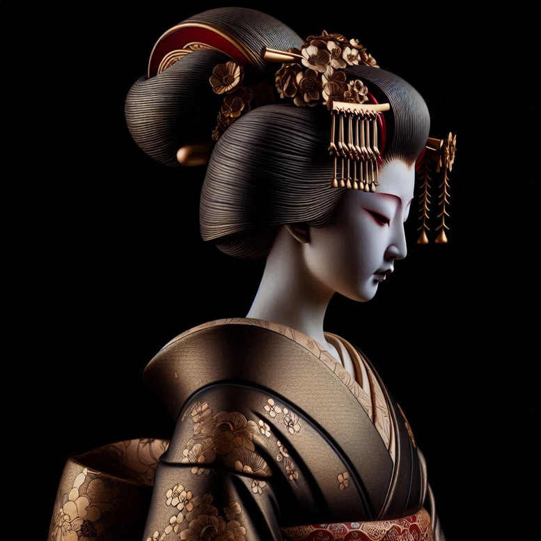 geisha-symbol-of-beauty – tattoo design ideas free ai generated – realism-light-and-shadow-play – for-triceps – Gallery: geisha-inkby-ai