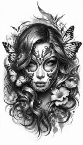 japanese-geisha – tattoo design ideas free ai generated – neotraditional-deep-blacks – for-palm – Gallery: geisha-inkby-ai