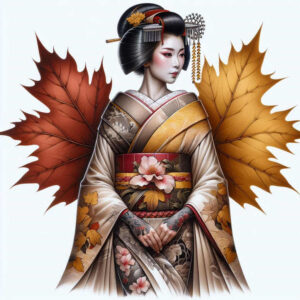 mystical-geisha – tattoo design ideas free ai generated – realism-contrast-play – for-lower-back – Gallery: geisha-inkby-ai