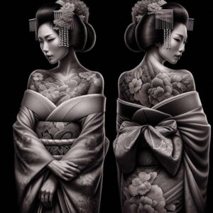 subtle-figure – tattoo design ideas free ai generated – neotraditional-vivid-detail – for-ankle – Gallery: geisha-inkby-ai