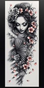 geisha tattoo design ideas minimal artistic detail for shin