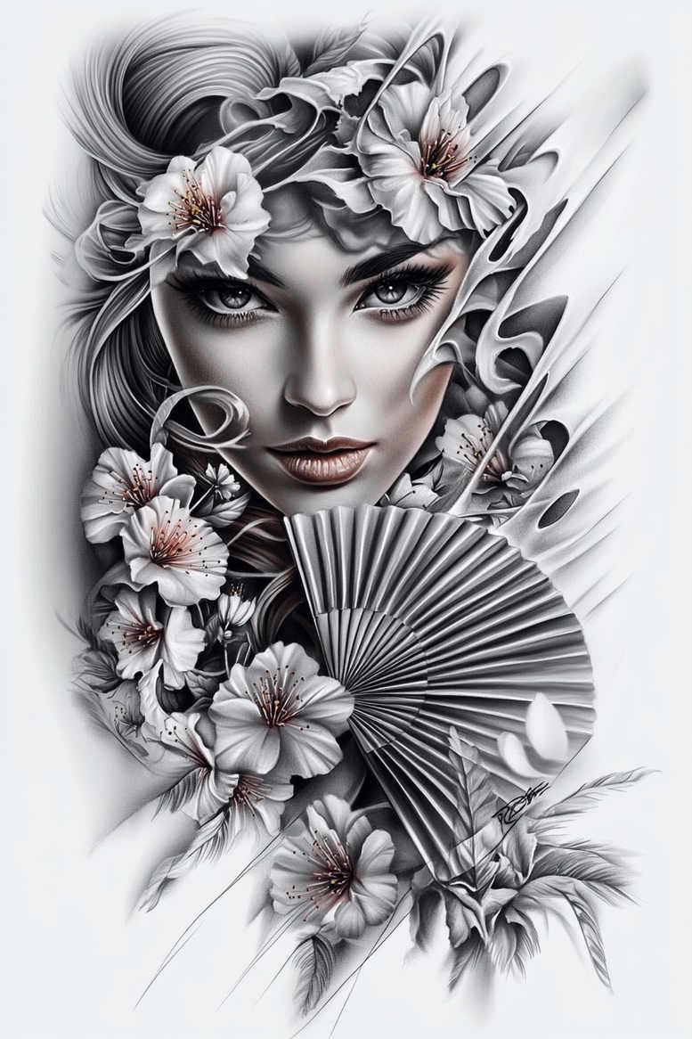 geisha tattoo design ideas Realism skin texture artistic detail meaning courage