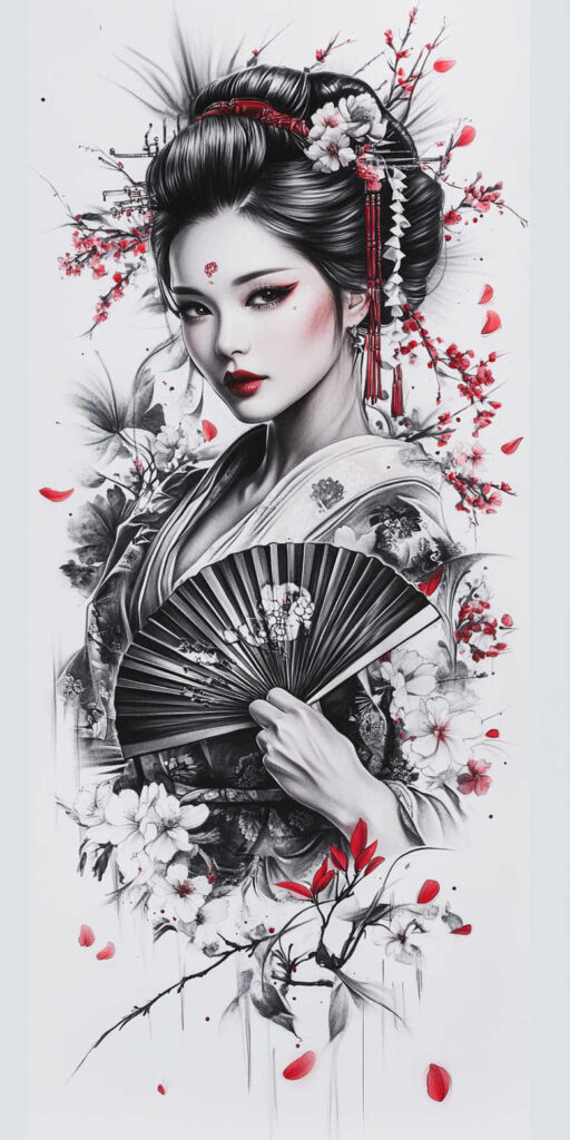 geisha tattoo design ideas Surrealism mystical artistic resilience and power