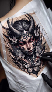 geisha tattoo design ideas surreal artistic symbol of determination