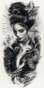 geisha tattoo design ideas Realism inner glow cultural for neck