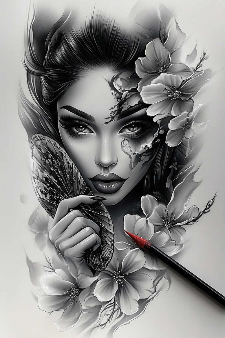 geisha tattoo design ideas Realism detailed rendering cultural heritage for back shoulder