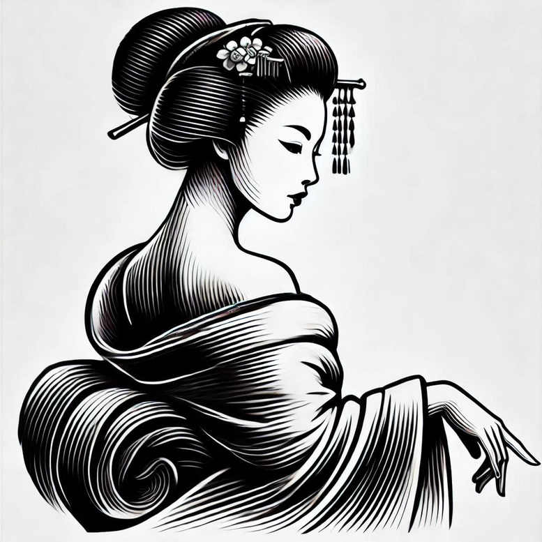 geisha tattoo design ideas bold floral motifs for lower chest