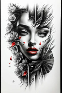 geisha tattoo design ideas Neotraditional vivid color floral patterns for lower arm