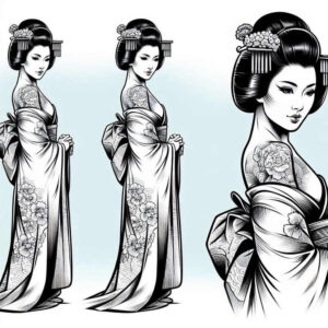 geisha tattoo design ideas subtle tone graceful strength and power