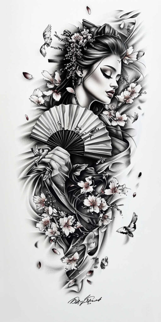 geisha tattoo design ideas close-up natural beauty meaning resilience