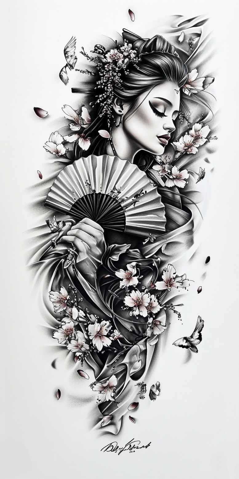 geisha tattoo design ideas close-up natural beauty meaning resilience