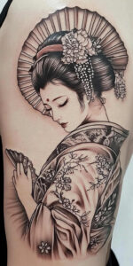 geisha tattoo design ideas dream motifs ornamental for lower leg