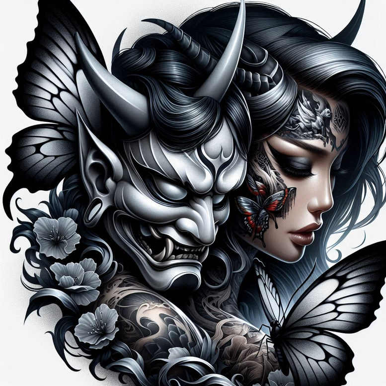 geisha tattoo design ideas expressive lines ornamental for nape