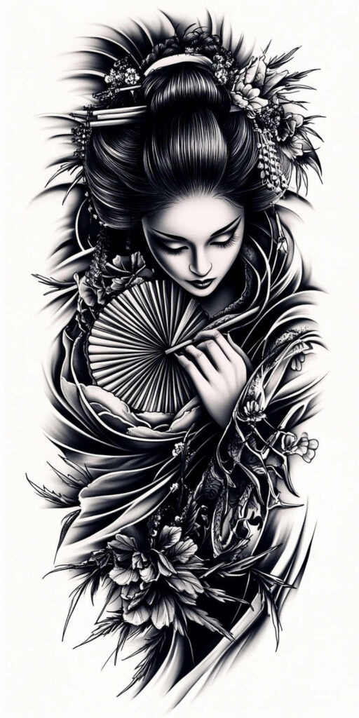 geisha tattoo design ideas bold highlights serene for foot