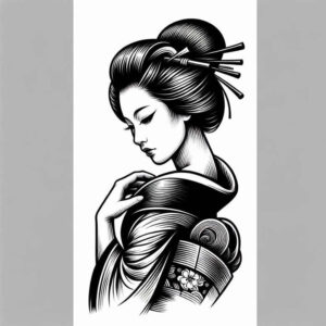 geisha tattoo design ideas clean fill serene for forearm