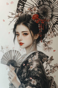 geisha tattoo design ideas Surrealism metaphysical soft lines for nape