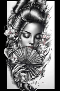 geisha tattoo design ideas Realism seamless blend symbolic for lower leg