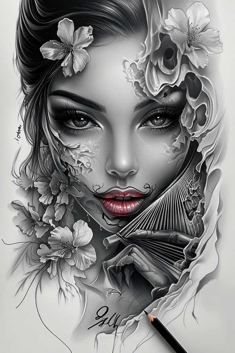 geisha tattoo design ideas Realism perfect proportions symbolic meaning for temple