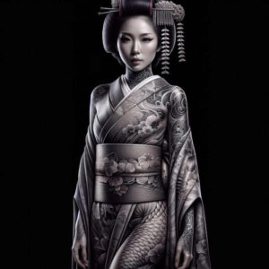 geisha tattoo design ideas Realism subtle gradients symbolic symbolising perseverance