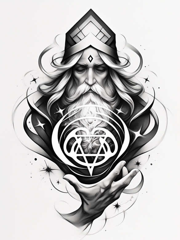 almighty-god – tattoo design ideas free ai generated – neotraditional-subtle-tone – for-behind-ear – Gallery: god-inkby-ai
