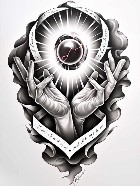 blessing-god – tattoo design ideas free ai generated – surrealism-shadow-play – for-spine – Gallery: god-inkby-ai