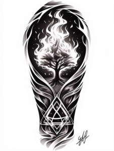 creator-god – tattoo design ideas free ai generated – neotraditional-bold-color-blocks – for-calf – Gallery: god-inkby-ai