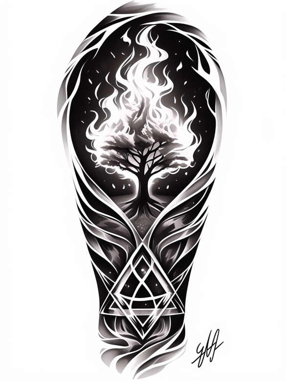creator-god – tattoo design ideas free ai generated – neotraditional-bold-color-blocks – for-calf – Gallery: god-inkby-ai