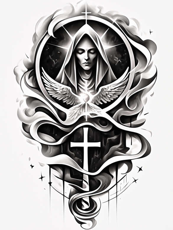 divine-energy-symbol – tattoo design ideas free ai generated – surrealism-ambiguous-space – for-neck – Gallery: god-inkby-ai