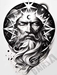 divine-inspiration – tattoo design ideas free ai generated – realism-smooth-blackwork – for-back-of-neck – Gallery: god-inkby-ai