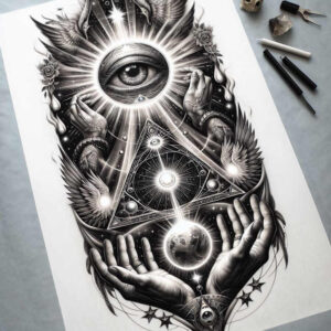 divine-light – tattoo design ideas free ai generated – neotraditional-modern-classic – for-lower-chest – Gallery: god-inkby-ai