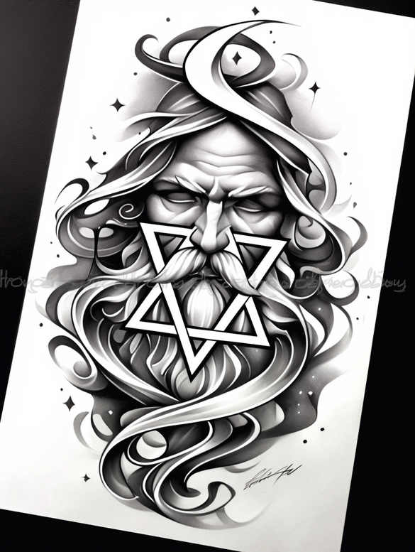 divine-mystery – tattoo design ideas free ai generated – realism-highlighted-contrast – for-neck – Gallery: god-inkby-ai
