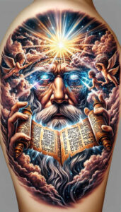 divine-power – tattoo design ideas free ai generated – realism-high-contrast – for-upper-shoulder – Gallery: god-inkby-ai