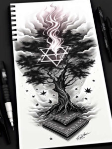 divine-sign – tattoo design ideas free ai generated – neotraditional-sharp-edges – for-full-back – Gallery: god-inkby-ai
