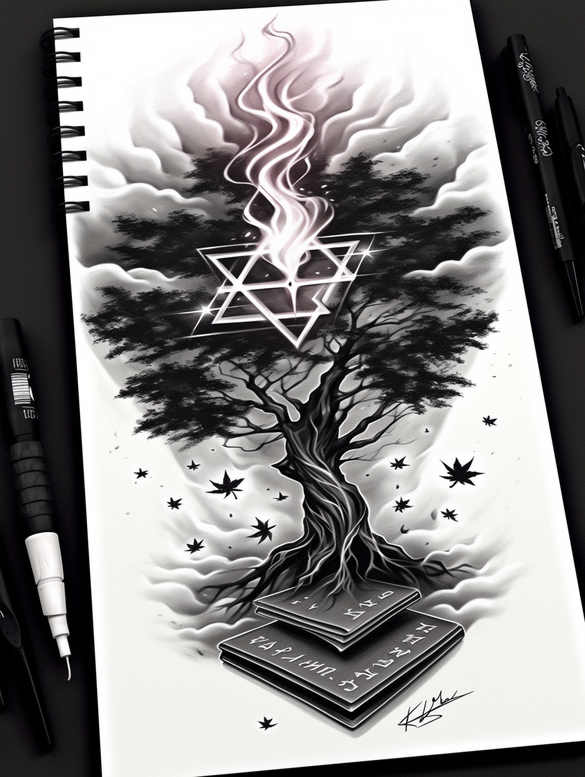 divine-sign – tattoo design ideas free ai generated – neotraditional-sharp-edges – for-full-back – Gallery: god-inkby-ai