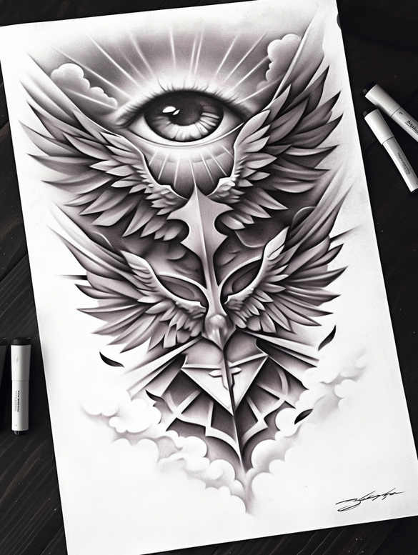 divinity – tattoo design ideas free ai generated – neotraditional-bold-highlights – for-wrist-side – Gallery: god-inkby-ai