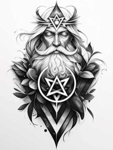 divinity – tattoo design ideas free ai generated – neotraditional-decorative-flourishes – for-upper-back – Gallery: god-inkby-ai