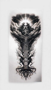 eternal-god – tattoo design ideas free ai generated – realism-light-play – for-heel – Gallery: god-inkby-ai