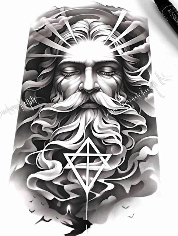 faith-symbol – tattoo design ideas free ai generated – surrealism-spectral-hues – for-abdomen – Gallery: god-inkby-ai