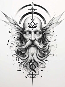god-of-universe – tattoo design ideas free ai generated – surrealism-shifting-shapes – for-knee – Gallery: god-inkby-ai