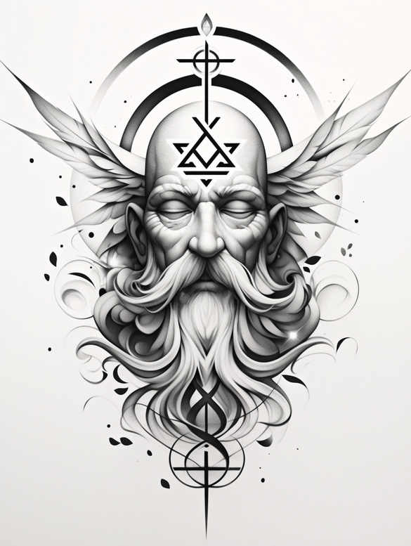 god-of-universe – tattoo design ideas free ai generated – surrealism-shifting-shapes – for-knee – Gallery: god-inkby-ai