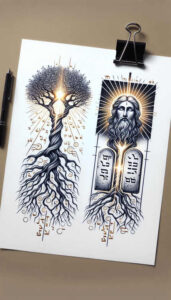 god-symbol – tattoo design ideas free ai generated – neotraditional-enhanced-shading – for-behind-ear – Gallery: god-inkby-ai