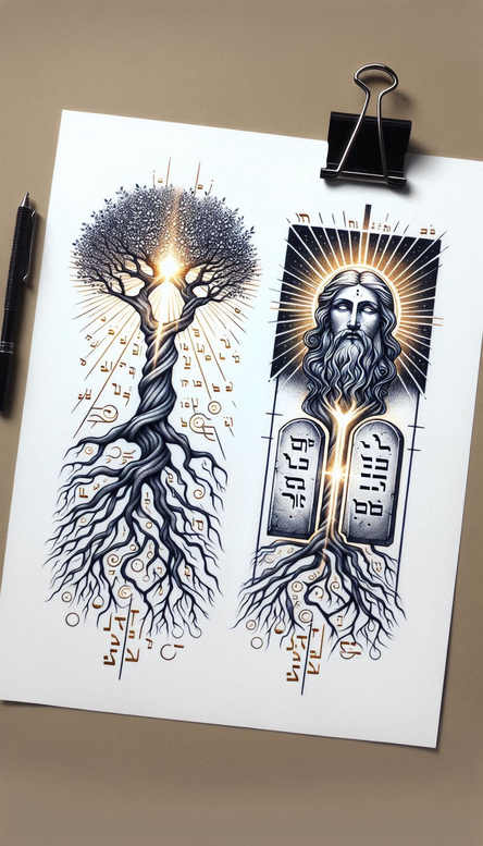god-symbol – tattoo design ideas free ai generated – neotraditional-enhanced-shading – for-behind-ear – Gallery: god-inkby-ai