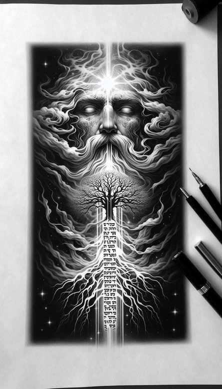 god-the-father – tattoo design ideas free ai generated – surrealism-morphic-transformation – for-full-back – Gallery: god-inkby-ai
