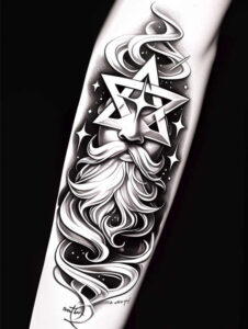 higher-power – tattoo design ideas free ai generated – neotraditional-textured-shading – for-knee – Gallery: god-inkby-ai