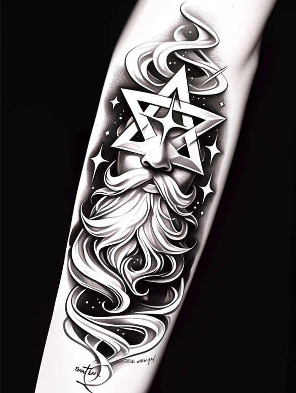 higher-power – tattoo design ideas free ai generated – neotraditional-textured-shading – for-knee – Gallery: god-inkby-ai