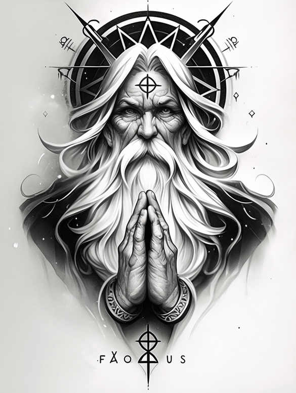 higher-power – tattoo design ideas free ai generated – surrealism-ghostly-shapes – for-shoulder-blade – Gallery: god-inkby-ai