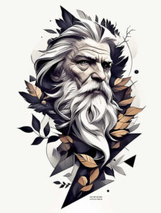 merciful-god – tattoo design ideas free ai generated – neotraditional-clean-fill – for-upper-arm – Gallery: god-inkby-ai