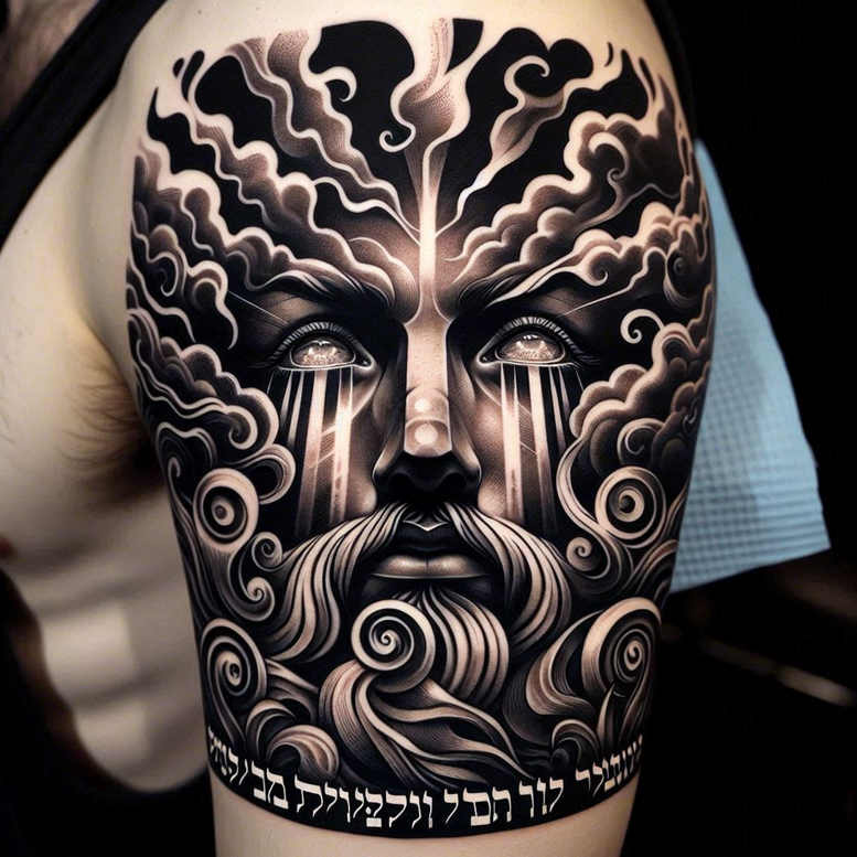 merciful-god – tattoo design ideas free ai generated – realism-gradient-tones – for-palm – Gallery: god-inkby-ai